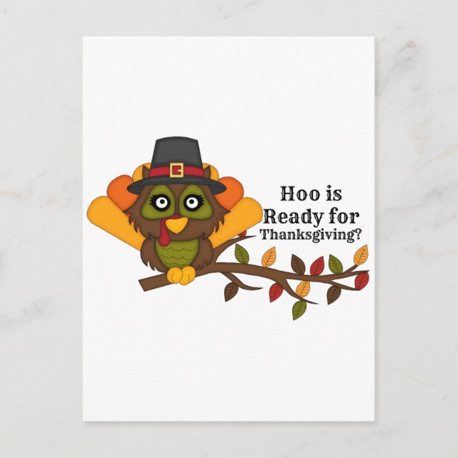 HooThanksgivingBL Feiertagspostkarte (Vorderseite)