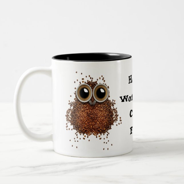Hootin Workaholic-Kaffee-Freak-Tasseneule Zweifarbige Tasse (Links)