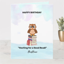 "Hooting for a Good Read!" Buchliebhaber BIRTHDAY