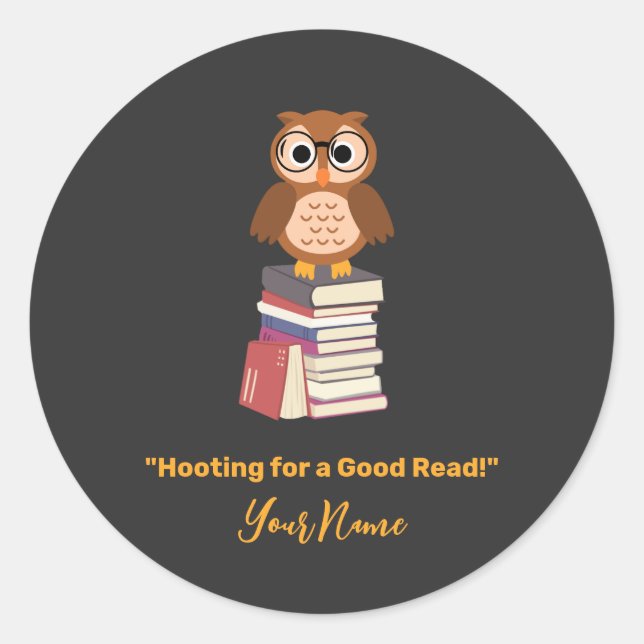 "Hooting for a Good Read!" Buchliebhaber Runder Aufkleber (Vorderseite)