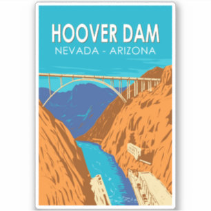 Hoover Dam Arizona Nevada Illustration Reise Kunst Aufkleber