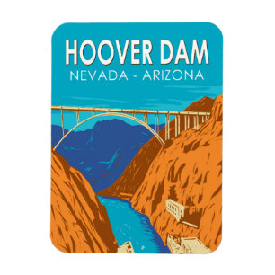 Hoover Dam Arizona Nevada Illustration Reise Kunst Magnet