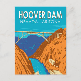 Hoover Dam Arizona Nevada Illustration Reise Kunst Postkarte