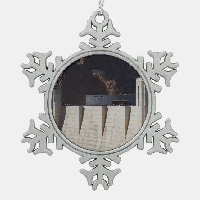 Hoover Dam Schneeflocken Zinn-Ornament (Vorderseite)