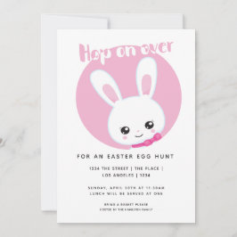 Hop auf Ostereier jagen Niedlich rosa Weißer Hase Einladung
