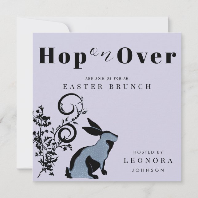 Hop auf über den modernen Bunny Oaster Brunch Einladung (Vorderseite)