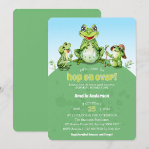 Hop auf über die Niedliche Frosch-Kinderdusche Einladung