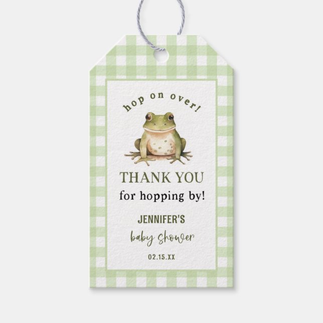 Hop auf über Frog Theme Babydusche Geschenkanhänger (Vorderseite)