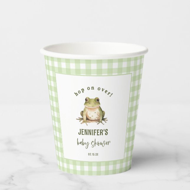 Hop auf über Frog Theme Babydusche Pappbecher (Vorderseite)