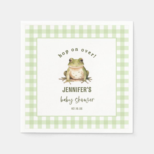 Hop auf über Frog Theme Babydusche Serviette (Vorderseite)
