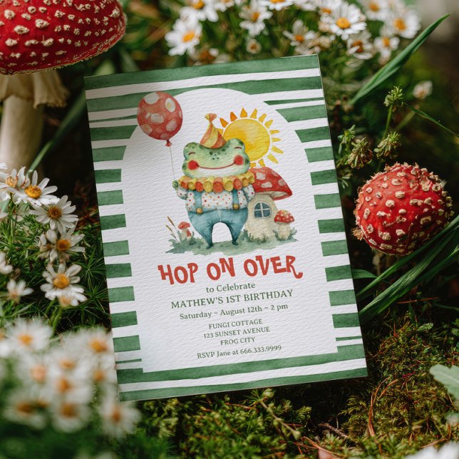 Hop auf über Niedlichen Clownfrosch Wasserfarbe Ge Einladung (Von Creator hochgeladen)