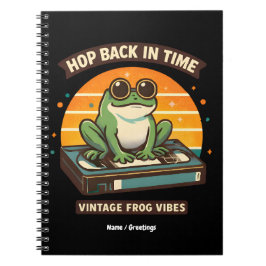Hop Back in Time Vintage Frog Retro Illustration Notizblock