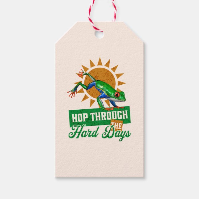 Hop durch die harten Tage Amazonas-Baumfrosch Geschenkanhänger (Vorderseite)