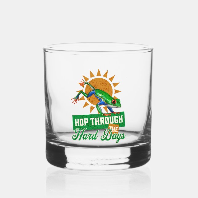 Hop durch die harten Tage Amazonas-Baumfrosch Whiskyglas (Vorderseite)