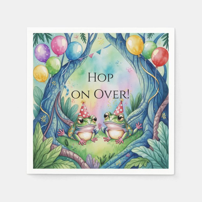 Hop On Over Birthday Party Serviette (Vorderseite)