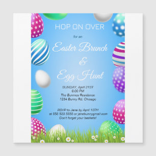 Hop on Over Oaster Brunch Egg Hunt Bunny Niedlich Magneteinladung