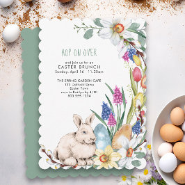 Hop On Over Spring Floral Oaster Brunch Einladung