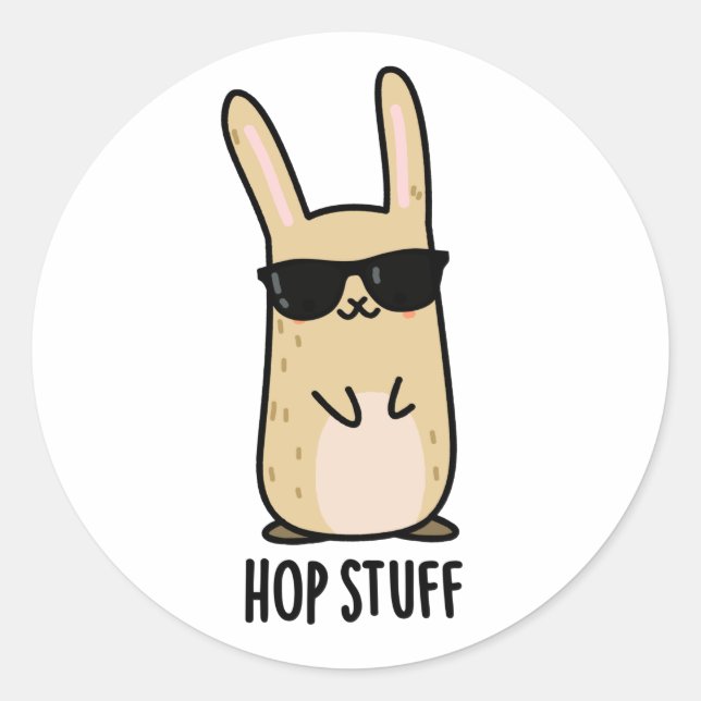 Hop Stuff Funny Bunny Rabbit Pub Runder Aufkleber (Vorderseite)