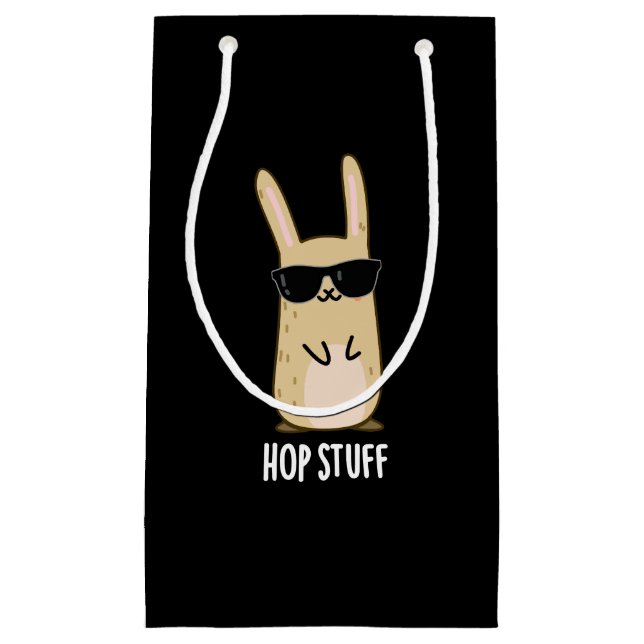 Hop Stuff Funny Bunny Rabbit Pun Dark BG Kleine Geschenktüte (Vorderseite)