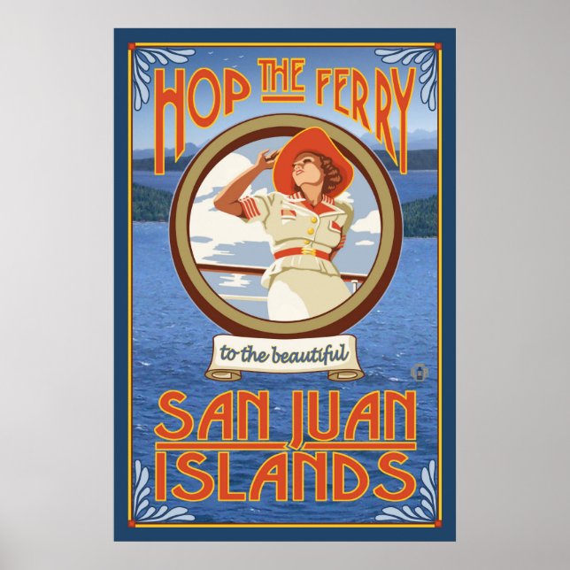 Hop the Ferry - San Juan Islands, WA Travel Poster (Vorne)