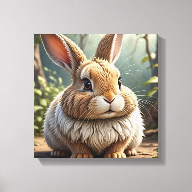 Hop to Happiness: Funny Bunny Sitting Hübsch Leinwanddruck (Vorderseite)