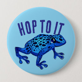Hop to it Blue Frog Button