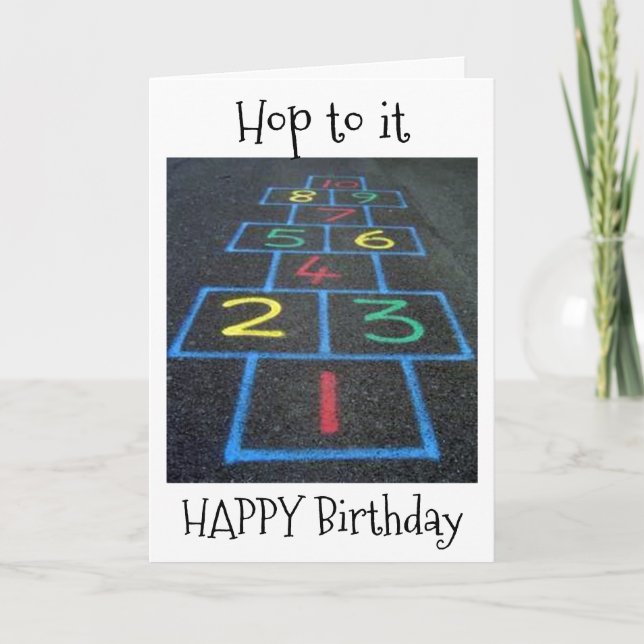 "HOP TO IT" UND HABEN EINEN SEHR "GLÜCKLICHEN GEBU KARTE (Vorderseite)