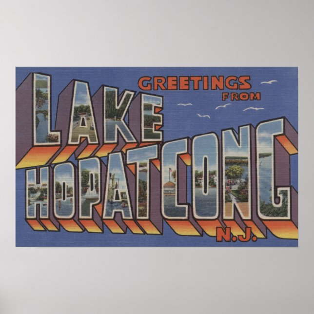Hopatcong-See, New Jersey - Große Buchstabenszenen Poster (Vorne)