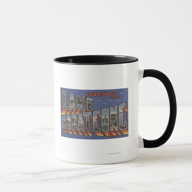 Hopatcong-See, New Jersey - Große Buchstabenszenen Tasse (Rechts)
