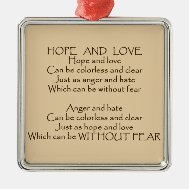 Hope And Love Poem unity peace kindness ornament Aus Metall (Vorne)