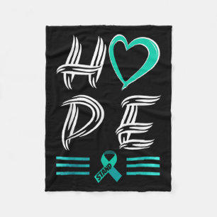 Hope Aquamarin Ribbon Gynecological Cancer Awarene Fleecedecke