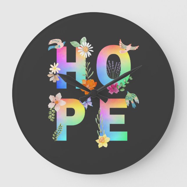 Hope Artistic Positive Motivierend Inspiration Große Wanduhr (Vorderseite)