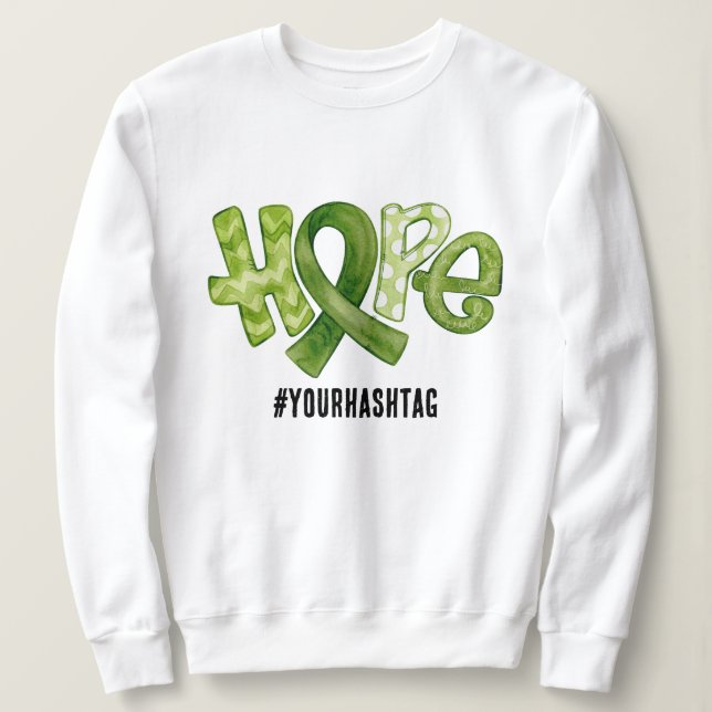 Hope Awareness Ribbon Personalized Hashtag Sweatshirt (Design vorne)