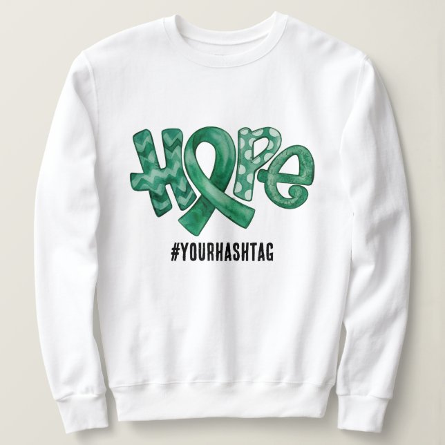 Hope Awareness Ribbon Personalized Hashtag Sweatshirt (Design vorne)