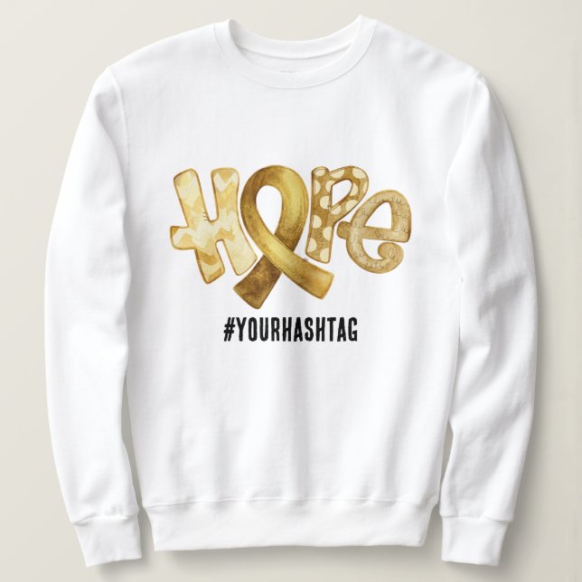 Hope Awareness Ribbon Personalized Hashtag Sweatshirt (Design vorne)