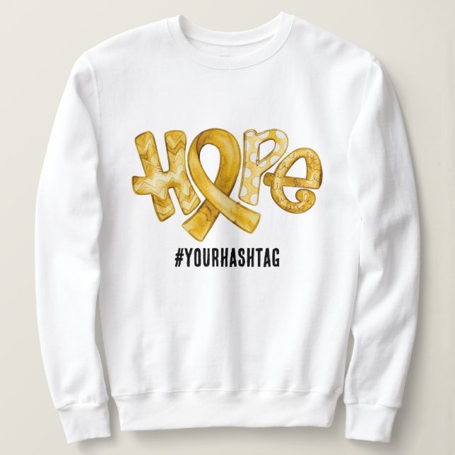 Hope Awareness Ribbon Personalized Hashtag Sweatshirt (Design vorne)