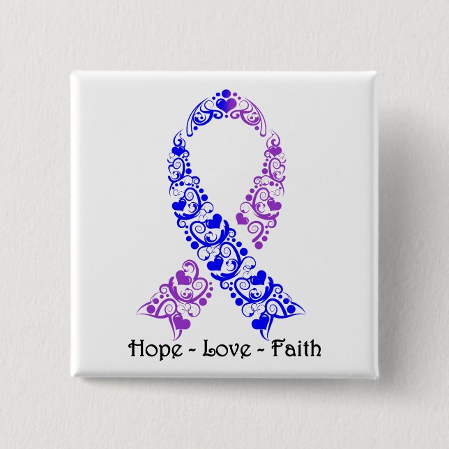 Hope Blue and Lila Awareness Ribbon Button (Vorderseite)