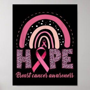 Hope Breast Cancer Awareness Rainbow Pink Ribbon Poster