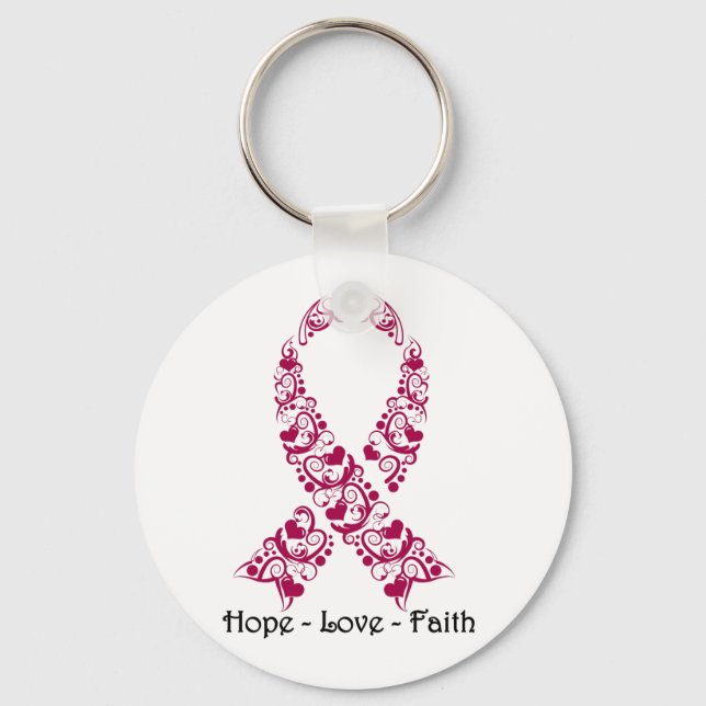 Hope Burgundy Awareness Ribbon Schlüsselanhänger (Vorderseite)