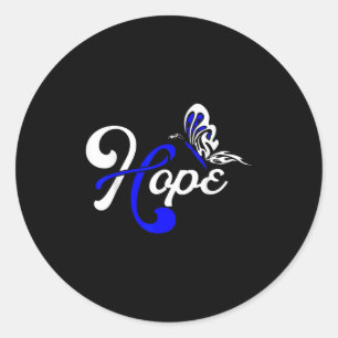 Hope Butterfly Blue Ribbon Colon Cancer Support Runder Aufkleber