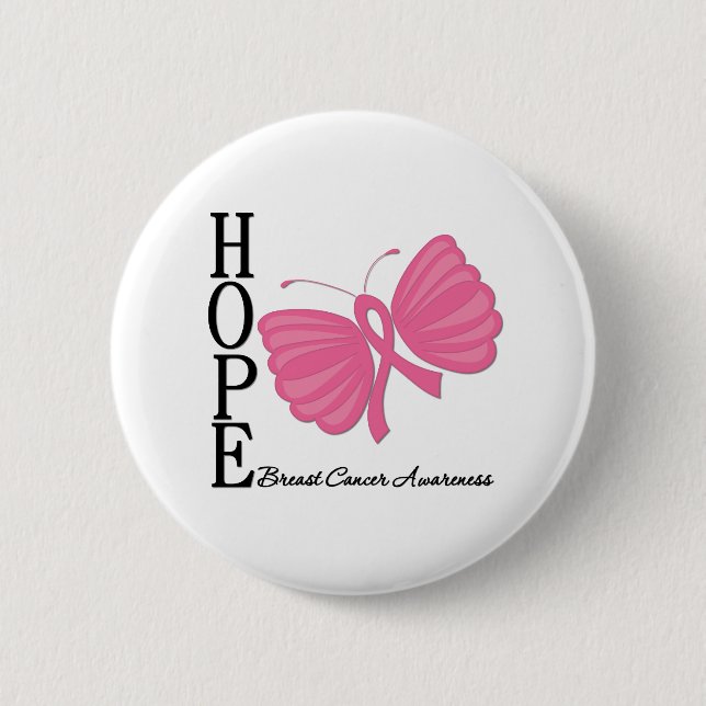 Hope Butterfly Brustkrebs Button (Vorderseite)