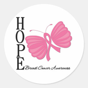Hope Butterfly Brustkrebs Runder Aufkleber
