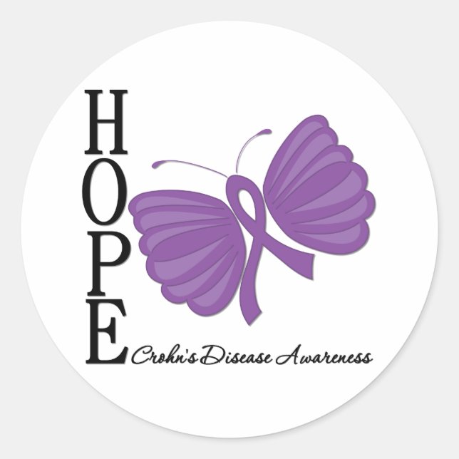 Hope Butterfly Crohn Runder Aufkleber (Vorderseite)