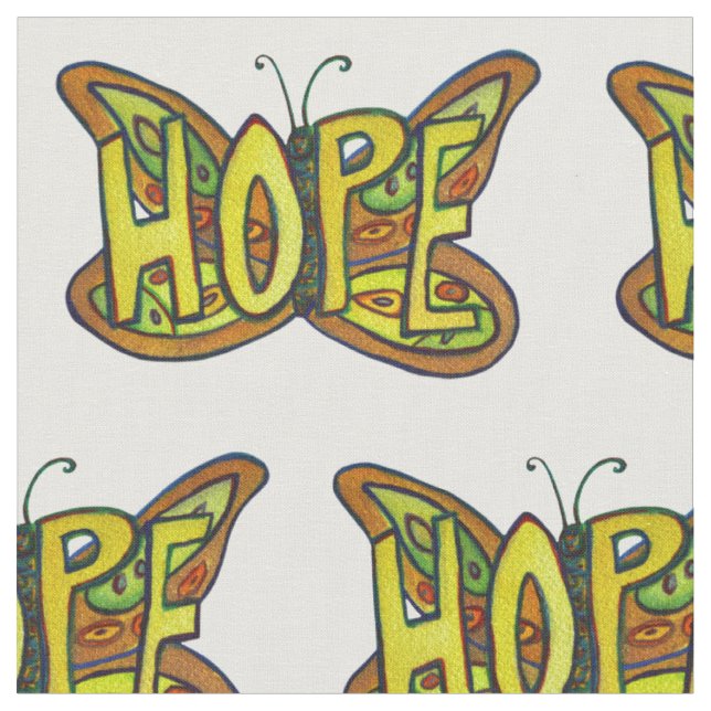 Hope Butterfly Inspiration Word Stoff Material (Nahaufnahme)