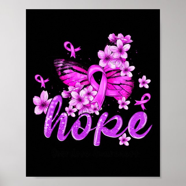Hope Butterfly Lila Ribbon Überdosierung Bewusstse Poster (Vorne)