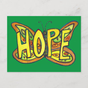 Hope Butterfly Word Art Cartes postales inspirante