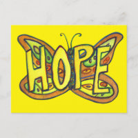 Hope Butterfly Word Art Inspiration Postkarten