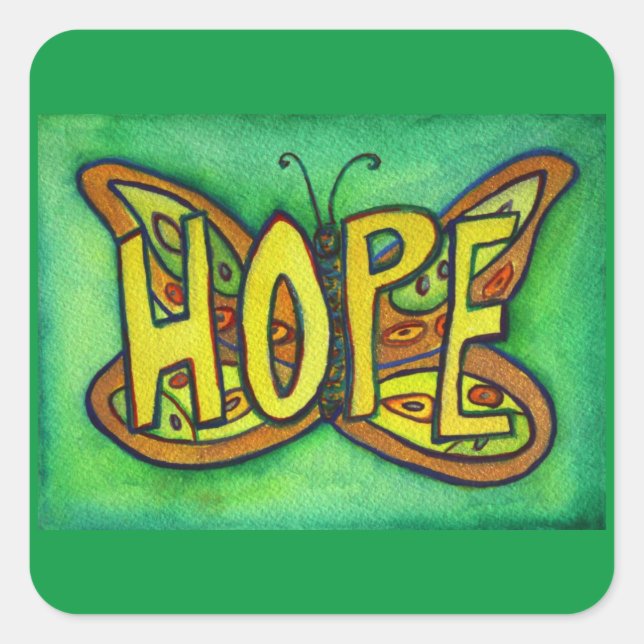 Hope Butterfly Word Art Inspiration Sticker (Vorderseite)