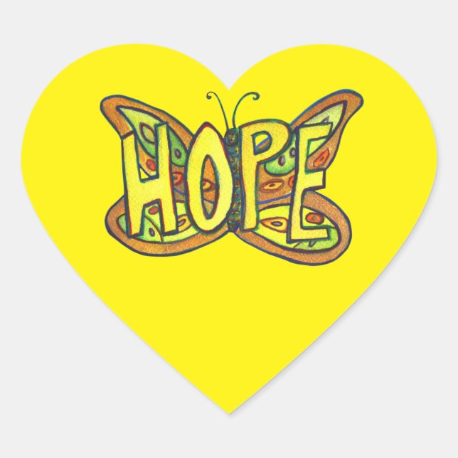 Hope Butterfly Word Art Inspiration Sticker (Vorderseite)