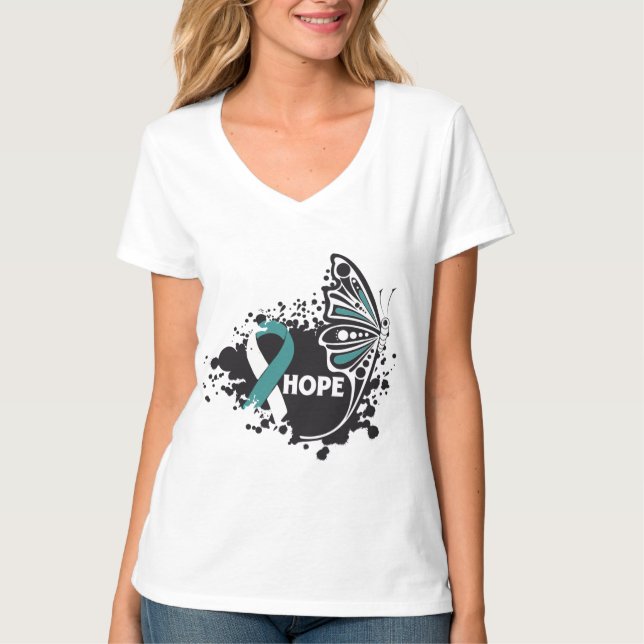 Hope Cervical Cancer Butterfly T-Shirt (Vorderseite)